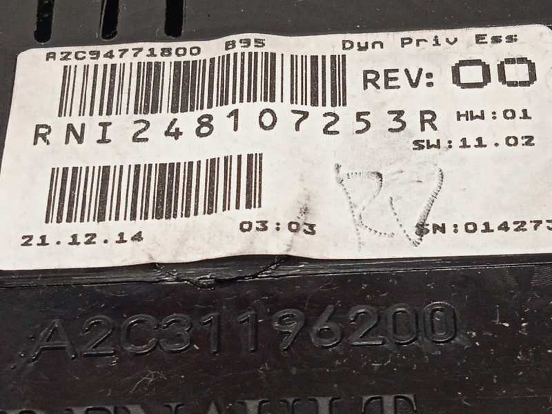 Recambio de cuadro instrumentos para renault megane iii berlina 5 p 1.2 16v referencia OEM IAM 248107253R  