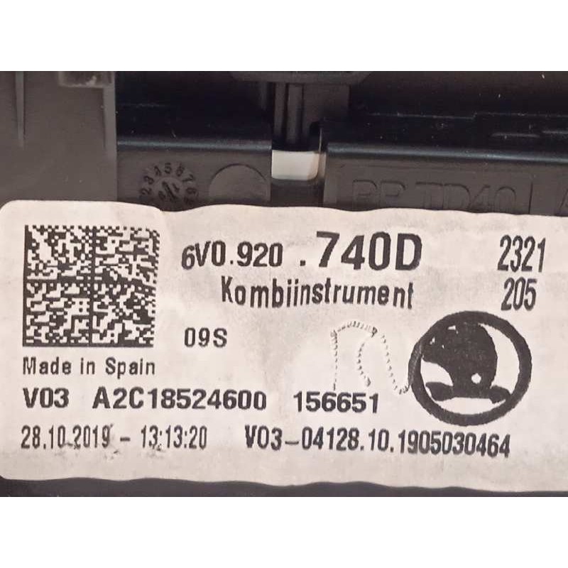 Recambio de cuadro instrumentos para skoda fabia combi 1.0 tsi referencia OEM IAM 6V0920740D  A2C18524600