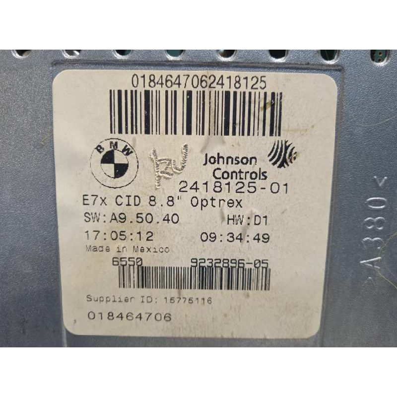 Recambio de pantalla multifuncion para bmw x6 (e71) 5.0i referencia OEM IAM 9232896 2418125 65509232896
