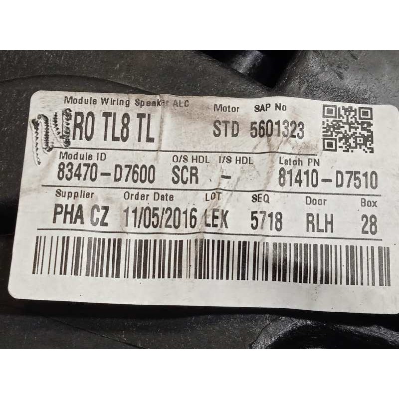 Recambio de elevalunas trasero izquierdo para hyundai tucson 2.0 crdi cat referencia OEM IAM 83470D7600 83450D7000 81410D7510