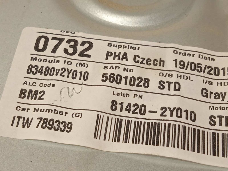 Recambio de elevalunas trasero derecho para hyundai ix35 1.6 cat referencia OEM IAM 834802Y010  814202Y010