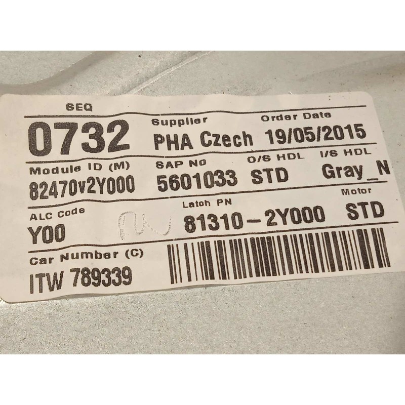 Recambio de elevalunas delantero izquierdo para hyundai ix35 1.6 cat referencia OEM IAM 824702Y000  813102Y000