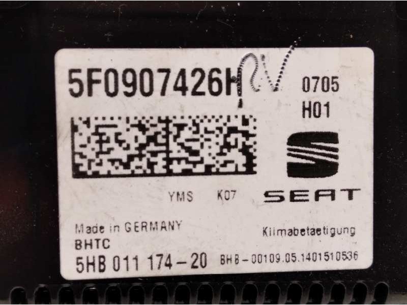 Recambio de mando climatizador para seat leon (5f1) 1.6 tdi referencia OEM IAM 5F0907426H  5HB01117420