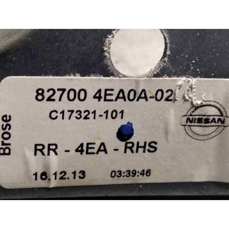 Recambio de elevalunas trasero derecho para nissan qashqai (j11) acenta referencia OEM IAM 827004E0A02  