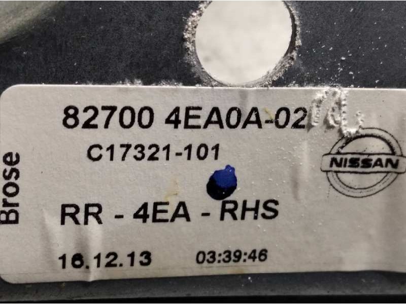 Recambio de elevalunas trasero derecho para nissan qashqai (j11) acenta referencia OEM IAM 827004E0A02  