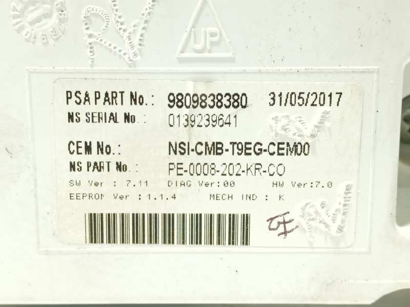 Recambio de cuadro instrumentos para peugeot 308 style referencia OEM IAM 9809838380  