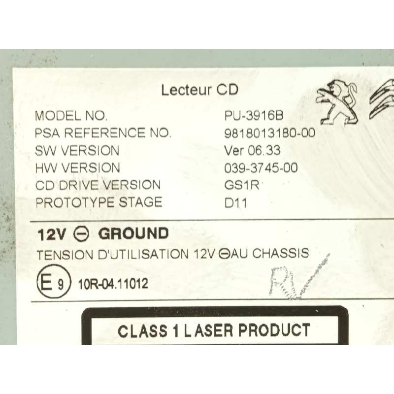 Recambio de sistema audio / radio cd para peugeot 308 style referencia OEM IAM 9818013180  