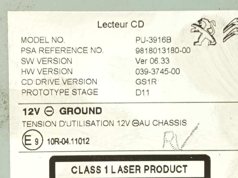 Recambio de sistema audio / radio cd para peugeot 308 style referencia OEM IAM 9818013180  