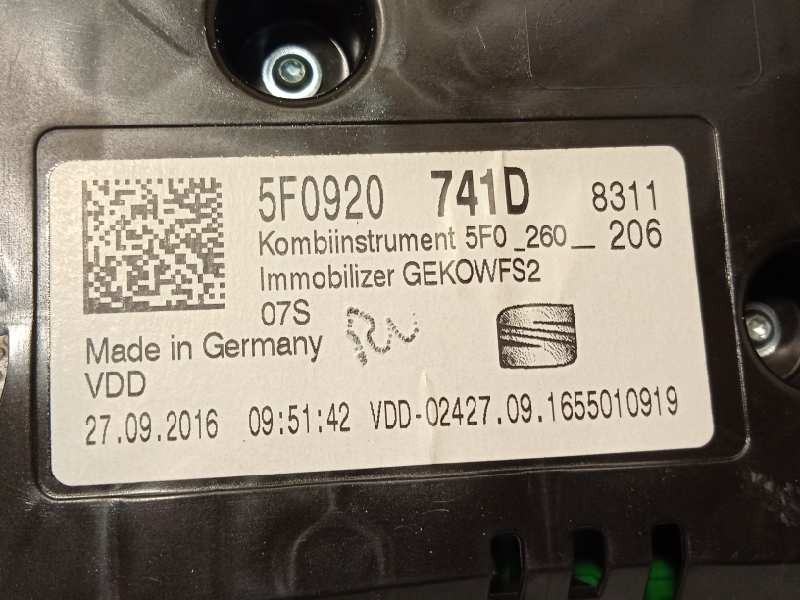 Recambio de cuadro instrumentos para seat ateca (kh7) style referencia OEM IAM 5F0920741D  
