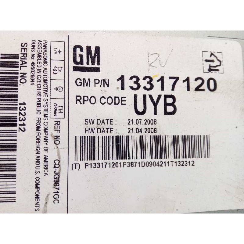 Recambio de sistema audio / radio cd para opel insignia berlina cosmo referencia OEM IAM 13317120  