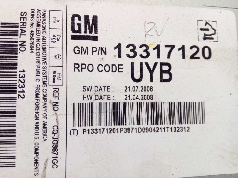 Recambio de sistema audio / radio cd para opel insignia berlina cosmo referencia OEM IAM 13317120  