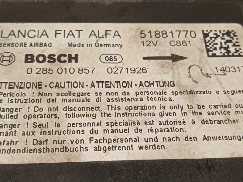 Recambio de centralita airbag para opel combo d 1.3 16v cdti referencia OEM IAM 51881770  0285010857