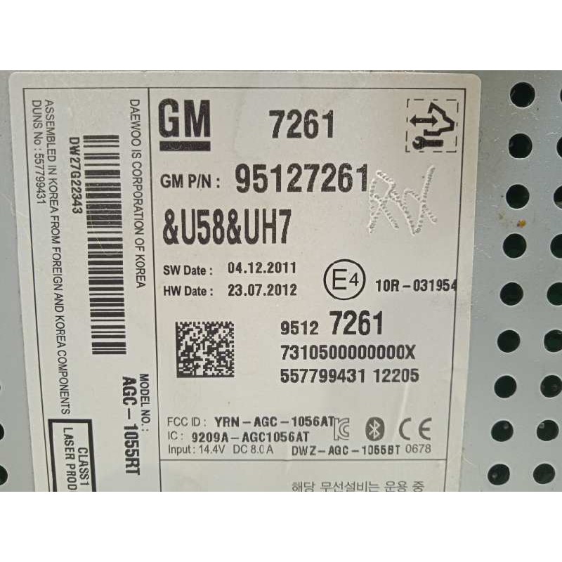 Recambio de sistema audio / radio cd para chevrolet aveo 1.2 cat referencia OEM IAM 95127261  