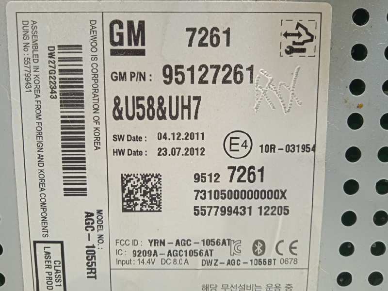 Recambio de sistema audio / radio cd para chevrolet aveo 1.2 cat referencia OEM IAM 95127261  