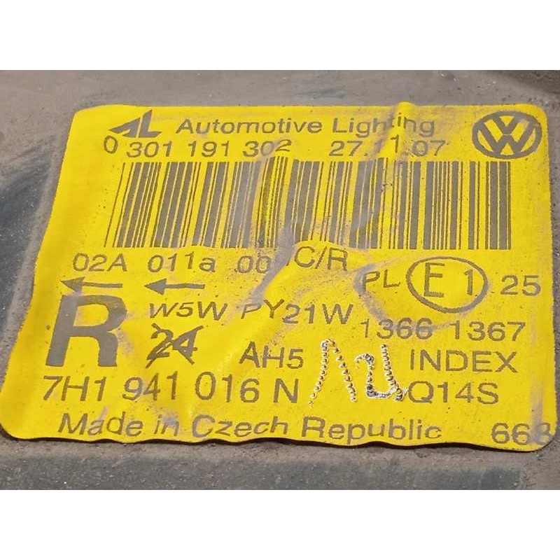 Recambio de faro derecho para volkswagen t5 transporter/furgoneta 2.5 tdi referencia OEM IAM 7H1941016N  0301191302