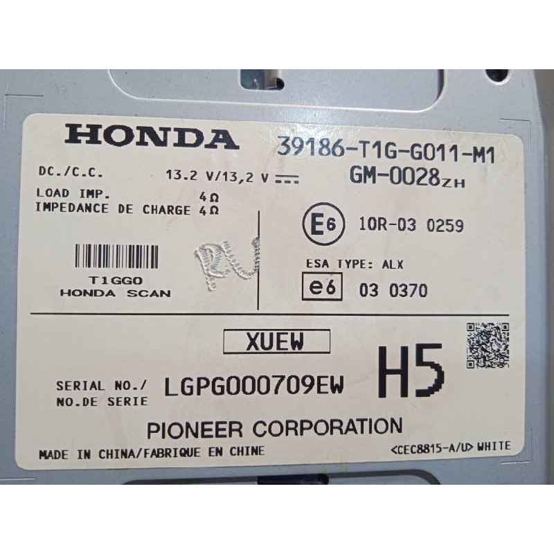 Recambio de modulo electronico para honda cr-v comfort 4x4 referencia OEM IAM 39186T1GG011M1  39186T1GG01