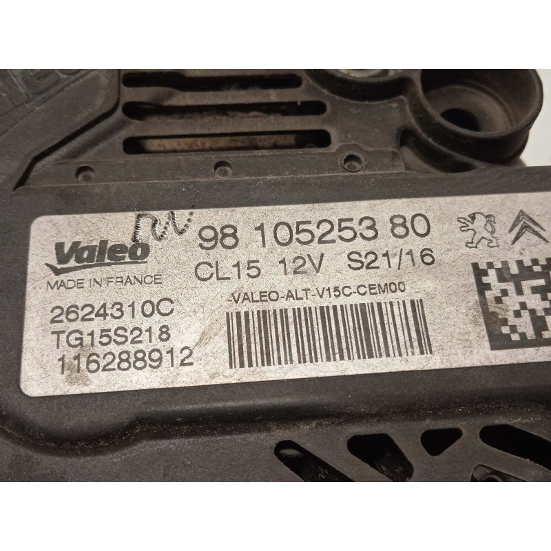 Recambio de alternador para citroën c3 live edition referencia OEM IAM 9810525380 2624310C TG15S218
