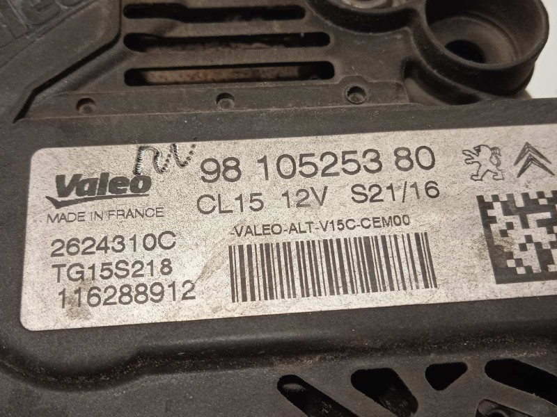 Recambio de alternador para citroën c3 live edition referencia OEM IAM 9810525380 2624310C TG15S218