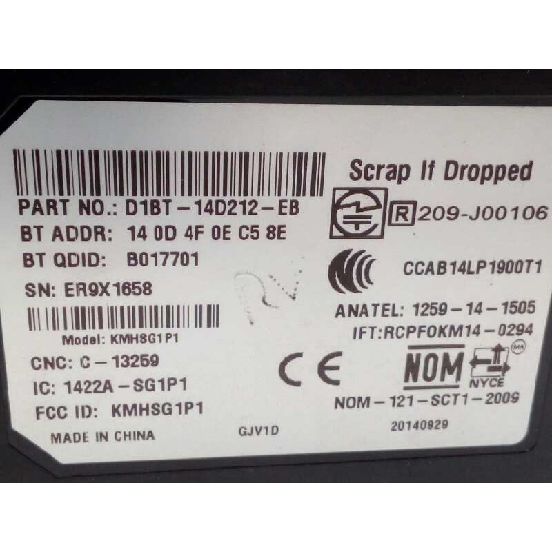 Recambio de centralita unidad control telefono para ford kuga (cbs) titanium s referencia OEM IAM D1BT14D212EB  