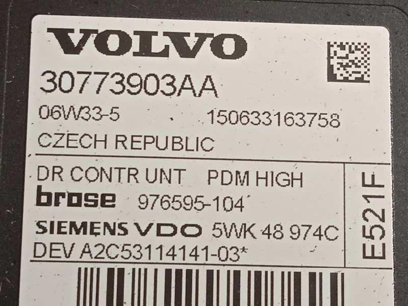 Recambio de elevalunas delantero derecho para volvo c30 referencia OEM IAM 30773903AA  1203653