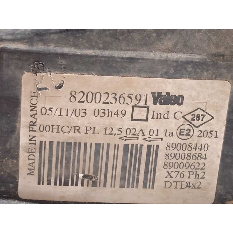 Recambio de faro derecho para renault kangoo (f/kc0) 1.9 diesel referencia OEM IAM 8200236591  