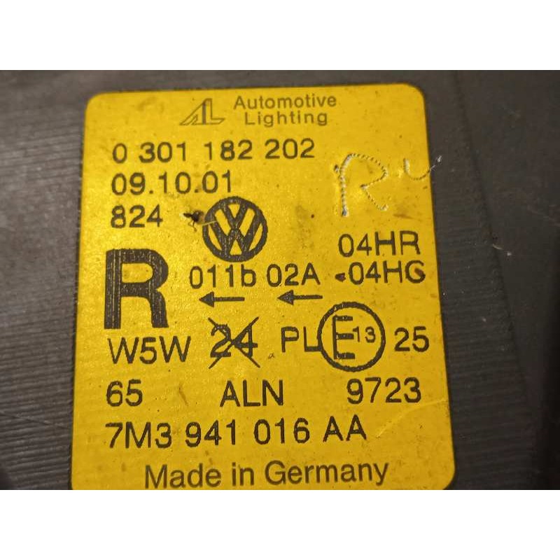 Recambio de faro derecho para volkswagen sharan (7m6/7m9) comfortline referencia OEM IAM 7M3941016AA  0301182202