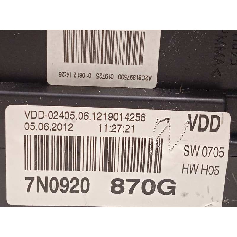 Recambio de cuadro instrumentos para volkswagen sharan (7n1) advance referencia OEM IAM 7N0920870G  