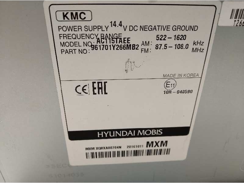 Recambio de sistema audio / radio cd para kia picanto 1.0 cat referencia OEM IAM 961701Y266  