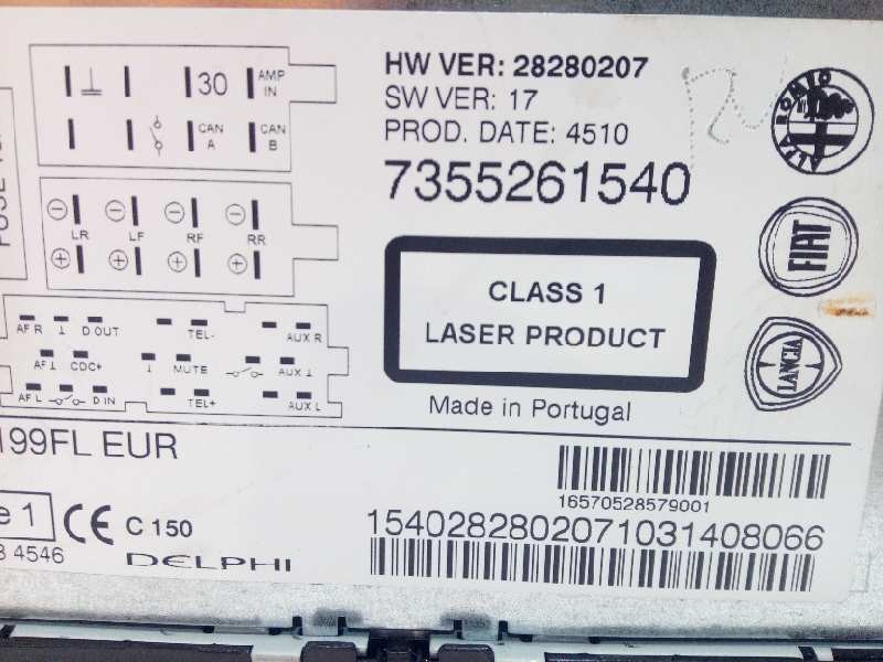 Recambio de sistema audio / radio cd para fiat punto (evo) (199) 1.4 cat referencia OEM IAM 7355261540  