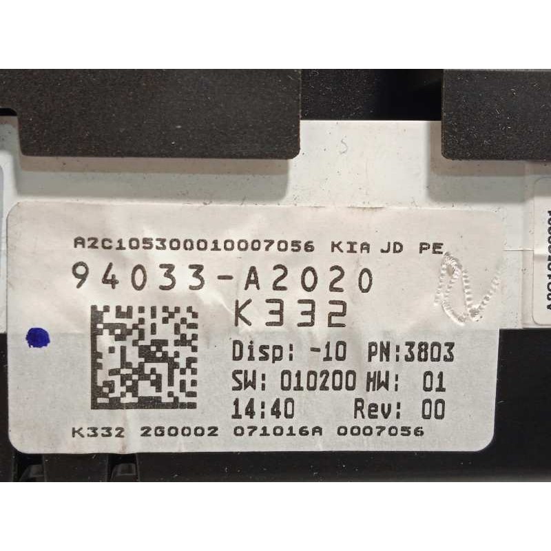 Recambio de cuadro instrumentos para kia cee´d 1.4 crdi cat referencia OEM IAM 94033A2020  