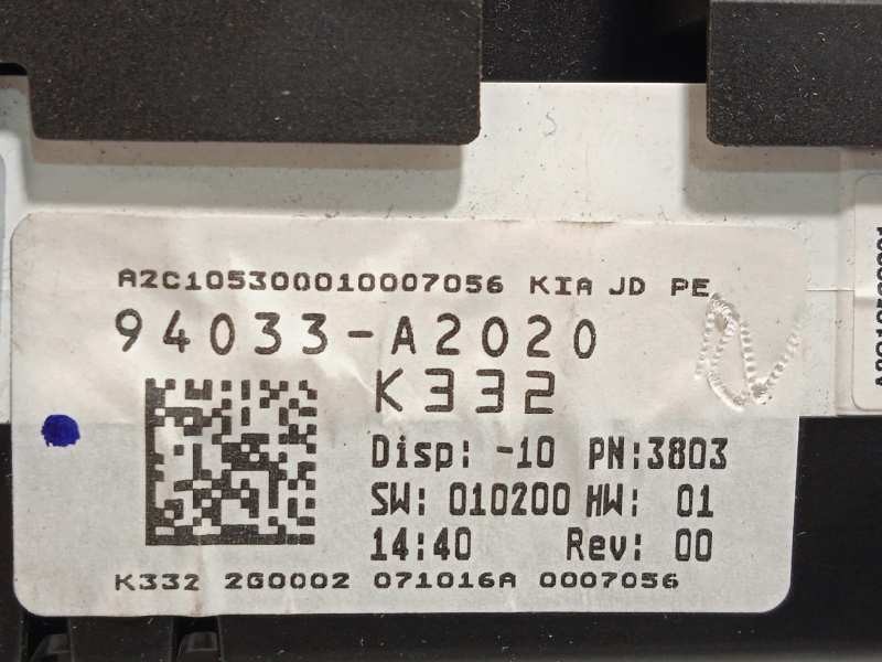 Recambio de cuadro instrumentos para kia cee´d 1.4 crdi cat referencia OEM IAM 94033A2020  