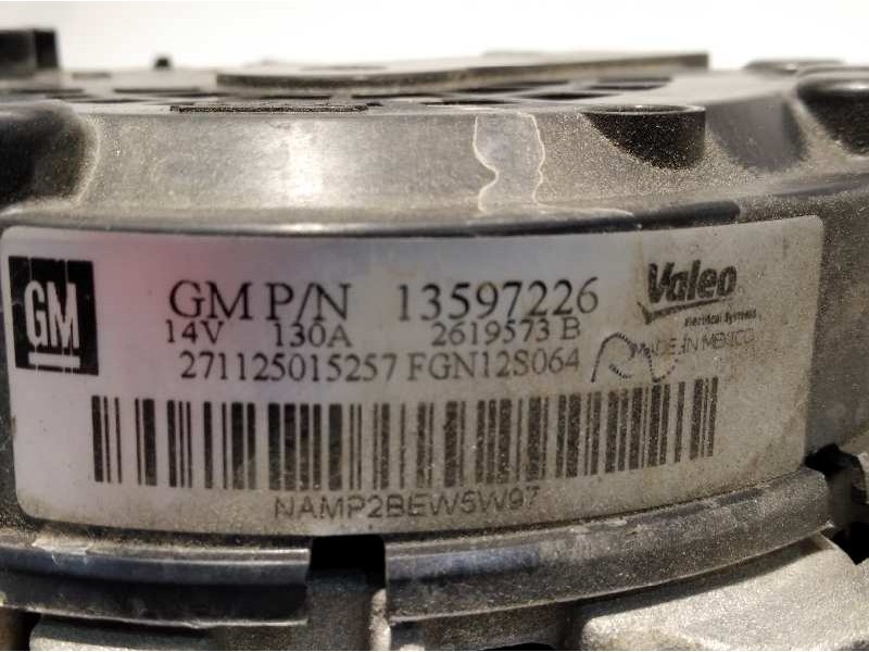 Recambio de alternador para opel mokka x 1.4 16v turbo referencia OEM IAM 13597226 2619573B FGN12S064