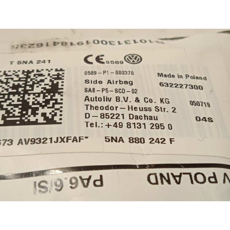 Recambio de airbag lateral derecho para seat tarraco (kn2) style referencia OEM IAM 5NA880242F  