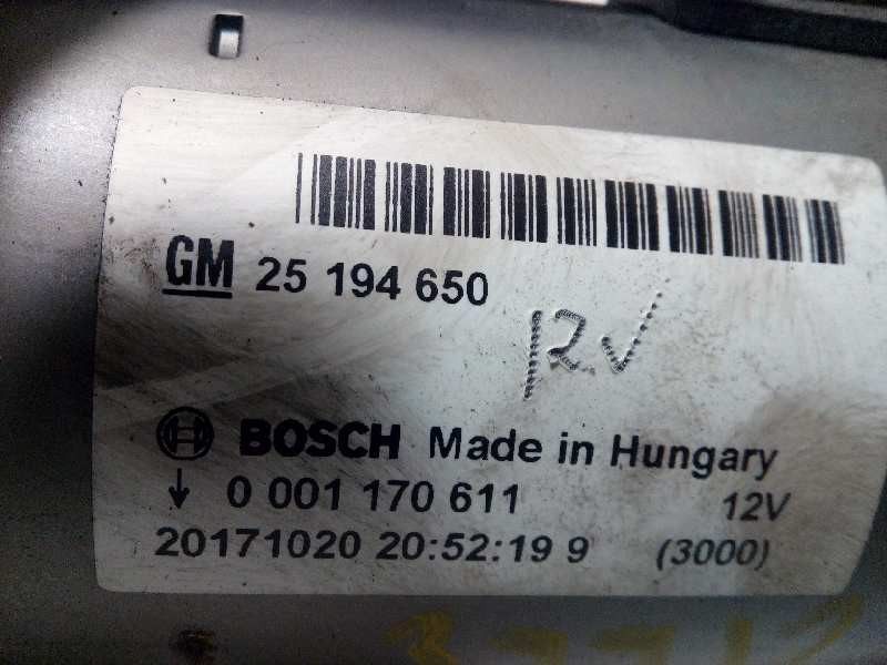 Recambio de motor arranque para opel mokka x selective start/stop referencia OEM IAM 25194650  0001170611