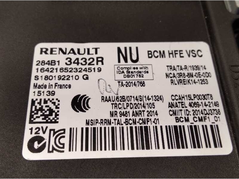 Recambio de modulo electronico para renault kadjar zen referencia OEM IAM 284B13432R  