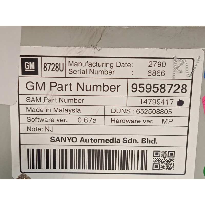 Recambio de pantalla multifuncion para chevrolet orlando 2.0 diesel cat referencia OEM IAM 95958728  