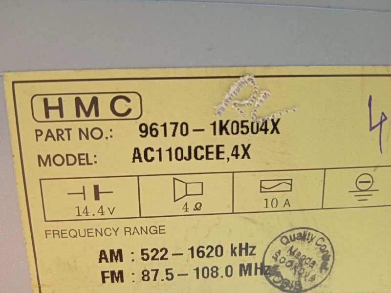 Recambio de sistema audio / radio cd para hyundai ix20 1.6 crdi cat referencia OEM IAM 961701K0504X  