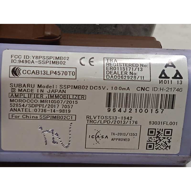 Recambio de conmutador de arranque para subaru xv (g5) 1.6 cat referencia OEM IAM 83031FL001  