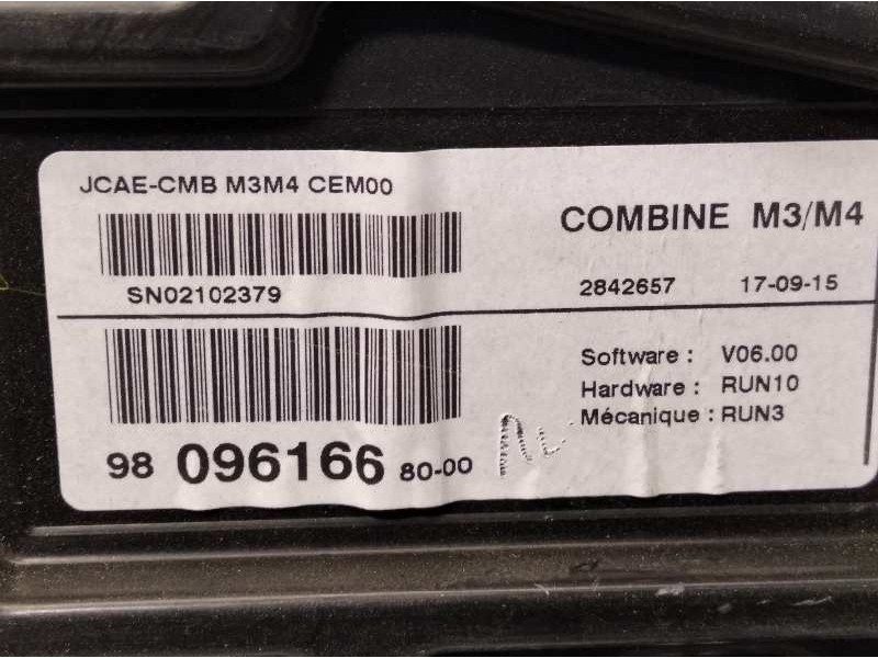 Recambio de cuadro instrumentos para citroën c-elysée exclusive referencia OEM IAM 9809616680  