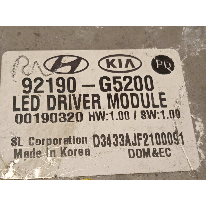 Recambio de centralita led izquierda para kia niro drive referencia OEM IAM 92190G5200  