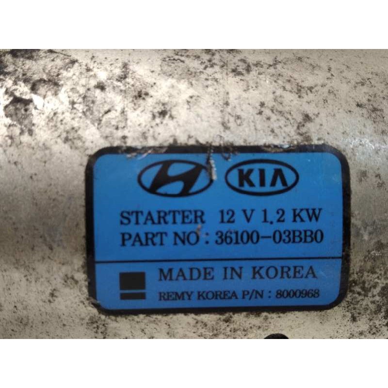Recambio de motor arranque para kia picanto 1.0 cat referencia OEM IAM 3610003BB0  