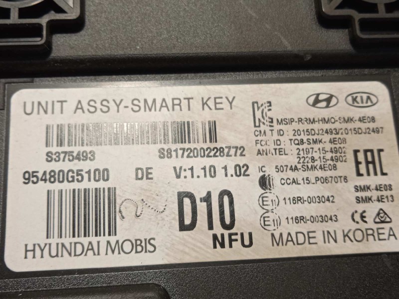 Recambio de modulo electronico para kia niro drive referencia OEM IAM 95480G5100  