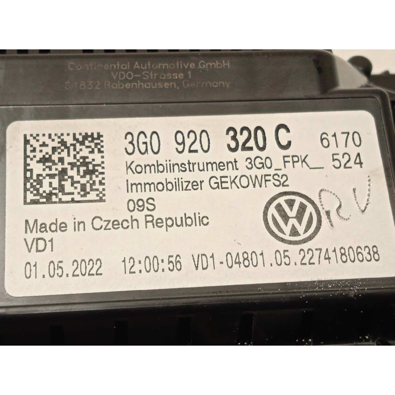 Recambio de cuadro instrumentos para volkswagen tiguan (ax1) 1.5 16v tsi act referencia OEM IAM 3G0920320C  