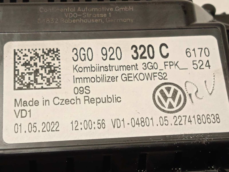 Recambio de cuadro instrumentos para volkswagen tiguan (ax1) 1.5 16v tsi act referencia OEM IAM 3G0920320C  
