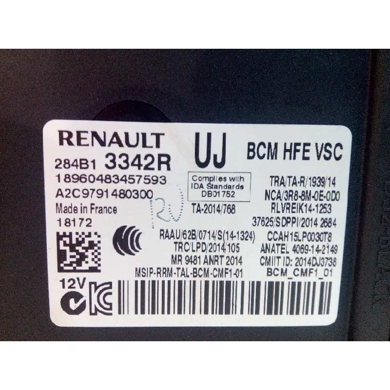Recambio de caja reles / fusibles para renault kadjar 1.2 tce energy referencia OEM IAM 284B13342R  A2C9791480300