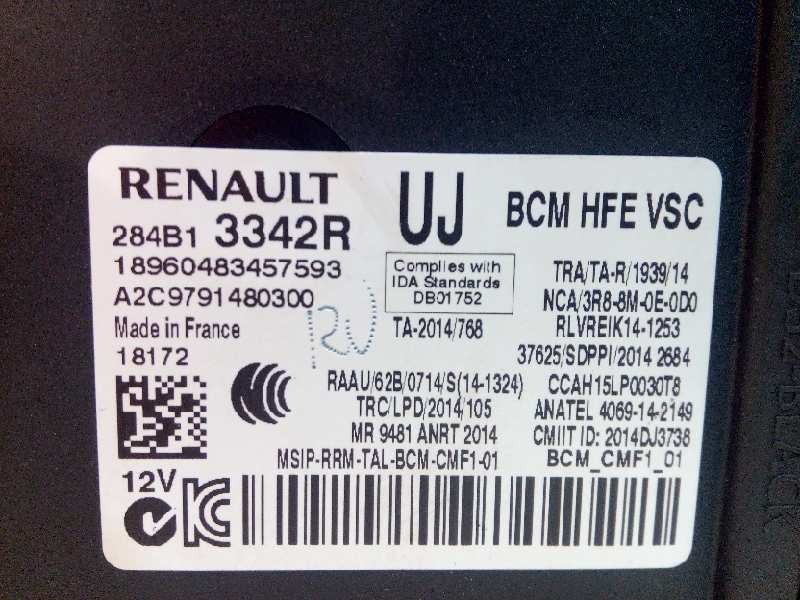 Recambio de caja reles / fusibles para renault kadjar 1.2 tce energy referencia OEM IAM 284B13342R  A2C9791480300
