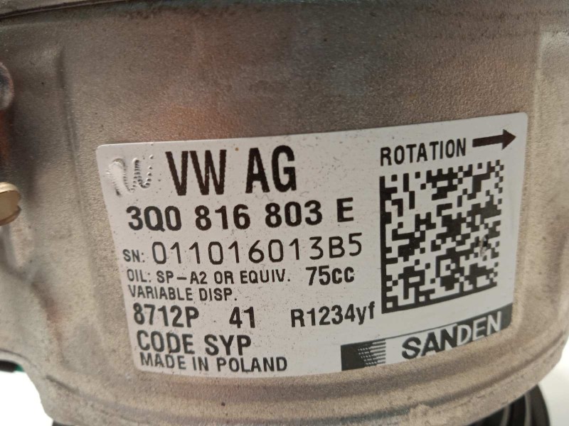 Recambio de compresor aire acondicionado para volkswagen polo 1.0 tsi referencia OEM IAM 3Q0816803E  8712P