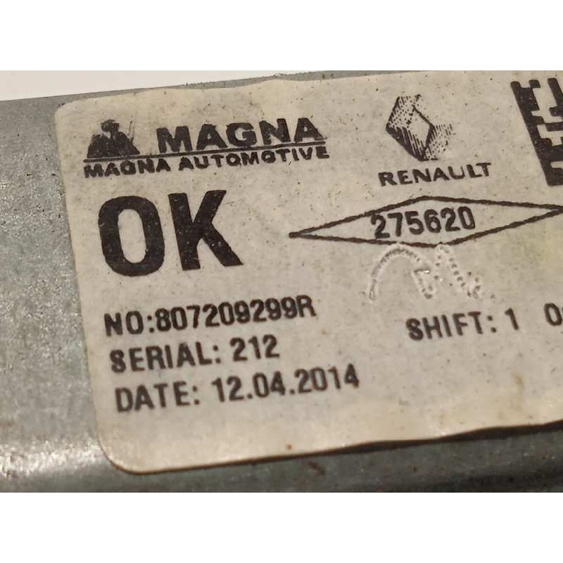 Recambio de elevalunas delantero derecho para dacia sandero ambiance referencia OEM IAM 807209299R  