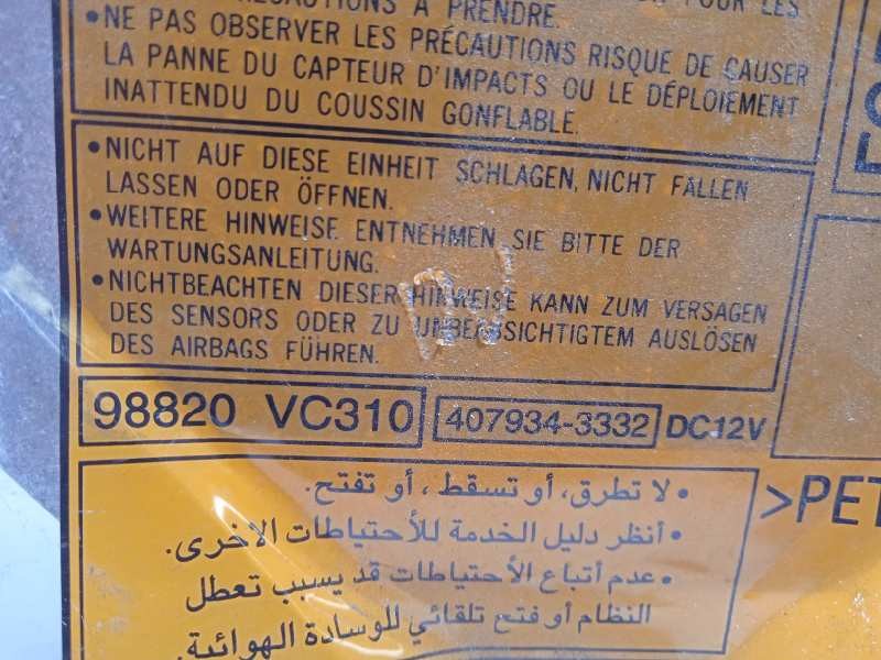 Recambio de centralita airbag para nissan patrol gr (y61) 3.0 16v turbodiesel cat referencia OEM IAM 98820VC310  4079343332