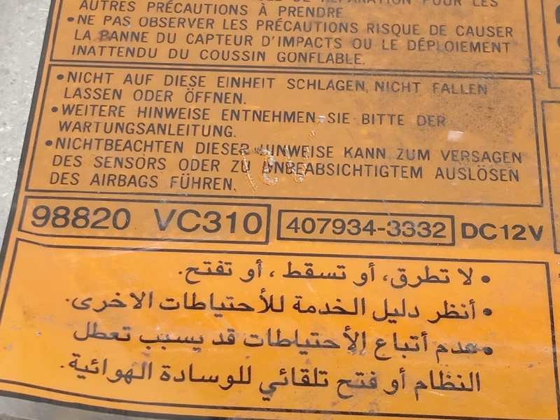 Recambio de centralita airbag para nissan patrol gr (y61) 3.0 16v turbodiesel cat referencia OEM IAM 98820VC310  4079343332